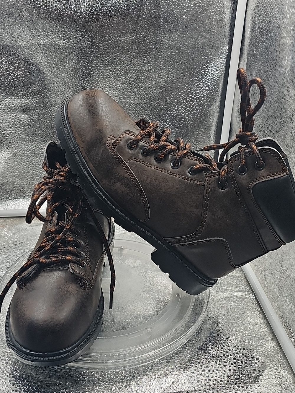B Mens Boots Sz 6 Brahma Steel Toe Brown And Black.